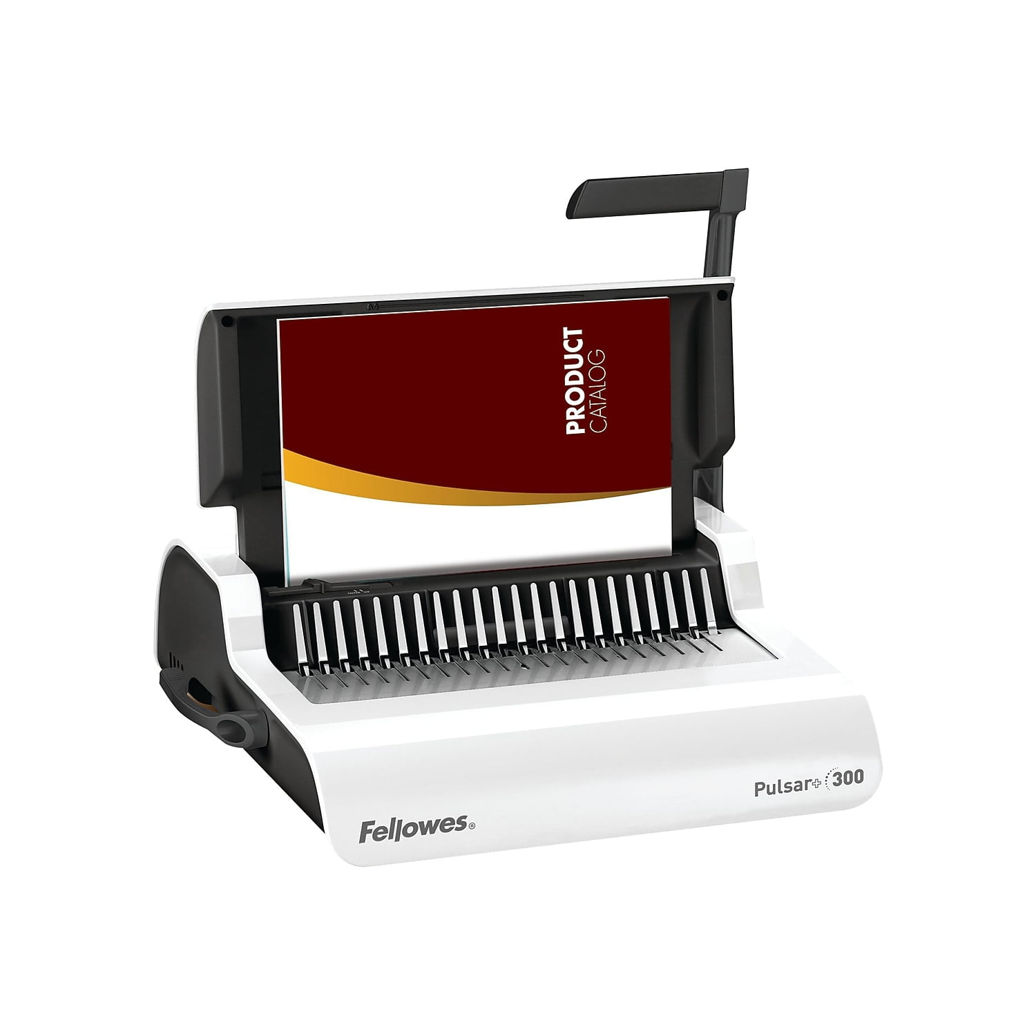 Fellowes® Pulsar™ 300 Manual Comb Binding Machine, 300 Sheet Capacity, 5.1"H x 18.1"W x 15.4"D, White
