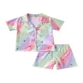 thumbnail image 1 of Kids 2PCS Pajamas Outfits Red/Cow Pattern Print/Colorful Short Sleeve Tops + Elastic Waist Shorts Boys Girls Sleepwear Set Colorful 2-3 Years, 1 of 7