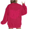 thumbnail image 4 of Xixinqiwan Valentine's Day Sweatshirt,Women 2025 Happy Valentine's Day Shirts Round Neck Casual Solid Slogan Long Sleeve Pullover Sweatshirt Tops, 4 of 4