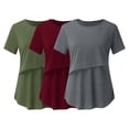 thumbnail image 2 of Vêtements de Grossesse Offres de l'Action de Grâce Liquidation Été Vêtements de Maternité pour Femmes Col Rond Manches Courtes Volants Pli Hauts de Grossesse, 2 of 5