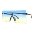 thumbnail image 3 of Retro Oversize Rimless Rectangle Shield Sunglasses Slate Blue Yellow, 3 of 4