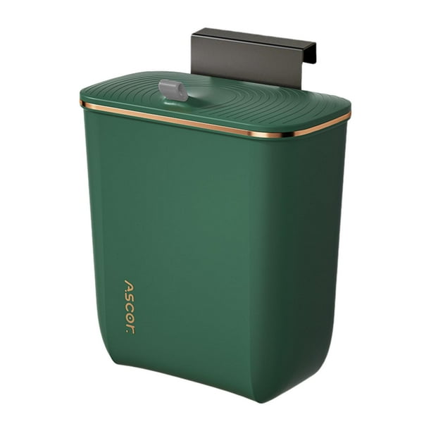 Cubo basura colgante con tapa, cubo de basura para encimera, contenedor de Compost para puerta de armario de cocina, oficina, estudio, baño y Largo31.6cm