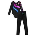 thumbnail image 5 of iixpin Kids Girls Ballet Dance Biketard Long Sleeve Gymnastic Leotard Skating Jumpsuit Bodysuit with Leggings Set Stars 14, 5 of 6