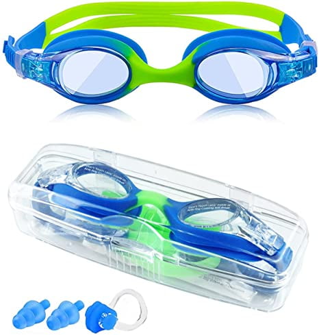 2 Pack Antifog  Color SMOKE and CLEAR Swedish Swim Goggles Bungee Strap 