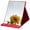 A Red, variant on Protable PU Leather Mirror Folding Desktop Makeup Mirror with Adjustable Stand for Personal Use,Travelling (S, Pink)