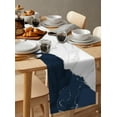 thumbnail image 6 of Table Runner Dresser Scarves 72 Inch Long, Abstract Natural Marble with Silver Line Linen Dining Table Runners White and Navy Blue Stone Tabletop Scarf for Wedding Holiday Party Kitchen, 6 of 7