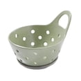 thumbnail image 3 of Colador de frutas, plato de frutas, colador de verduras de cerámica decorativo con autodrenaje, cuenco de drenaje para verduras de encimera, hogar Verde, 3 of 8