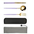 thumbnail image 3 of Juego de cucharas de palillos, acero inoxidable, espejo portátil, pulido, vajilla antideslizante, tenedor para niños, estuche para cubiertos Vogacara HA8132-07B, 3 of 7