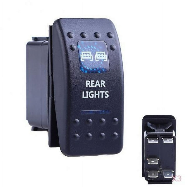 3pcs 20A 12V Interruptor De Oscinte Azul LED Luz Trasera Automóvil 5 Pines