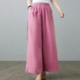thumbnail image 2 of VEKDONE Womens Linen Long Pants Hot Pink L, 2 of 3