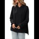 thumbnail image 2 of Sudadera con Capucha de Gran Tamaño para Mujer, Informal, de Larga, de Punto, con Cordón Ajustable, Abertura Lateral y Bolsillo Negro S, 2 of 10