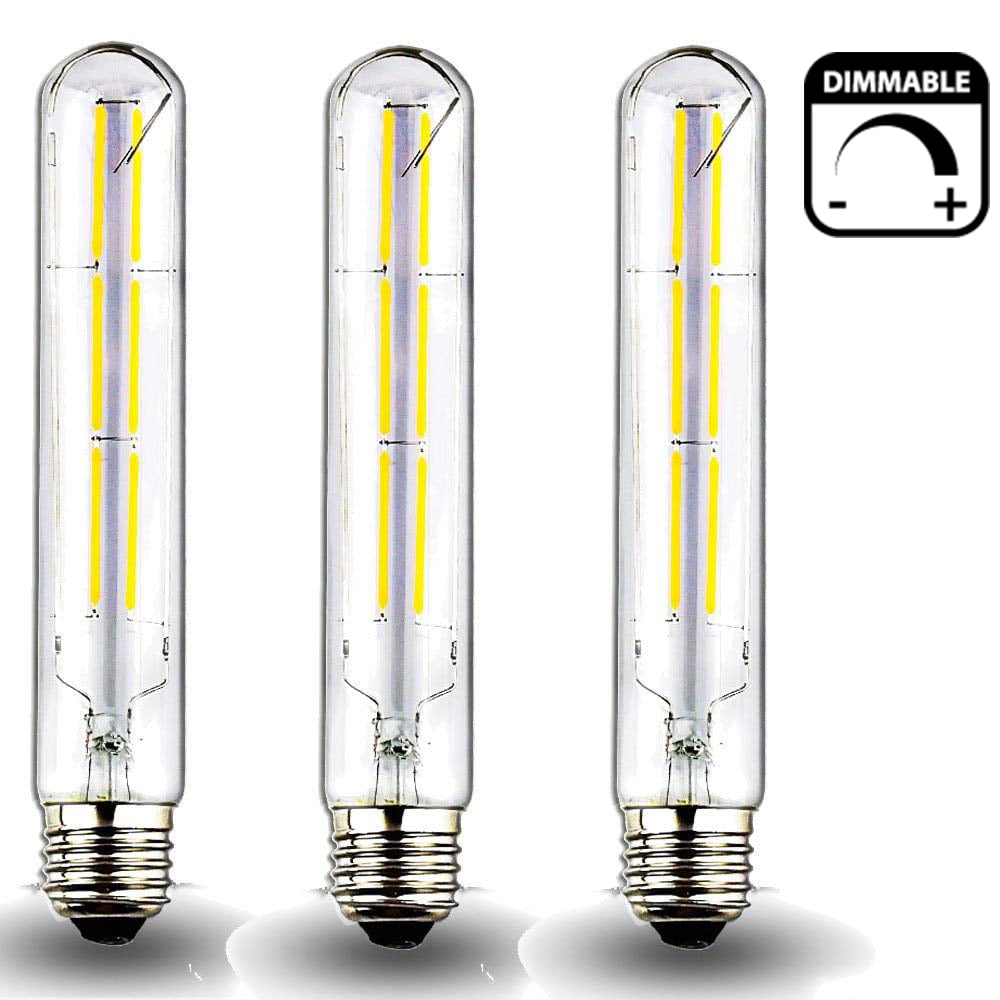 JCKing 4-Pack Not Dimmable AC 110-130V E26 8W T45 E26 Screw LED Tube Filament Bulbs Warm White 80W Incandescent Bulbs Replacement 