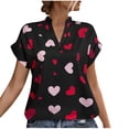 thumbnail image 1 of Blusas de Manga Corta para las Mujeres Casual Cómodo Estampado Cuello en V, Top Ligero para Uso Diario, Fiesta Y Todas las Estaciones, 1 of 6