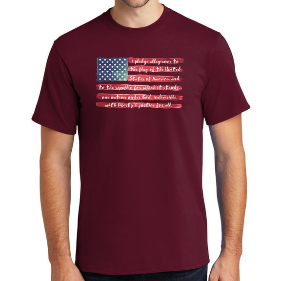 Mens USA Pledge of Allegiance Cotton Tee Shirt, 2XL Cardinal Red (TALL SIZE)