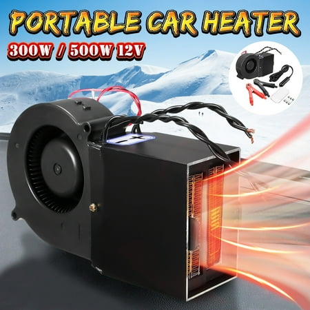 Finned Strip Heater Safe PTC Ceramic Portable 300W 500W Adjustable 12V Universial Car Vehicle Heating Heater Fan Car Defroster Demister Automatic Overheat Protect ()