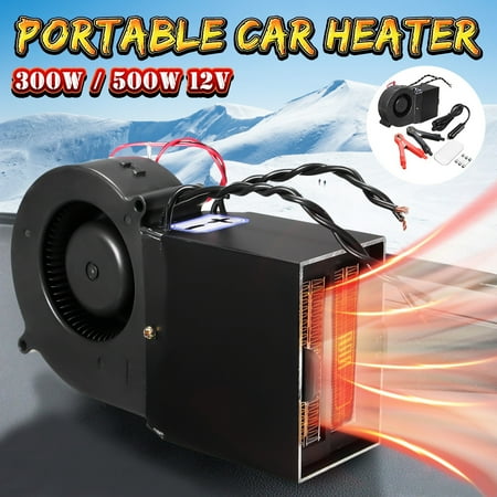 Safe PTC Ceramic Portable 300W 500W Adjustable 12V Universial Car Vehicle Heating Heater Fan Car Defroster Demister Automatic Overheat