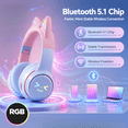 thumbnail image 6 of Cat Ear Bluetooth Headphones, Pink RGB Wireless Gaming Headset, Bluetooth 5.1, 10H Playtime, Type-C Fast Charge, 6 of 6