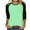 Mint Green, variant on Quarter Length Sleeve Tops for Women 3/4 Length Sleeve Crew-Neck T Shirts Color Block Casual Cotton Womens Tops