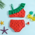 thumbnail image 5 of ASFGIMUJ Swimsuits For Girls Teens Summer Watermelon Printed Ruffles One Shoulder Swimwear Bikini Set Toddler Girl Bathing Suit,2 Piece,Size 2-3Y, 5 of 6