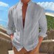 thumbnail image 3 of Camisa de manga larga lisa para hombre, prenda informal de vacaciones, cardigan, para vacaciones y comodidad diaria, 3 of 5