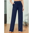 thumbnail image 4 of Wide Leg Pants Woman High Waist Yoga Pants with Pockets Loose Stretch Work Sweatpants Casual Lounge Navy Blue XL, 4 of 7