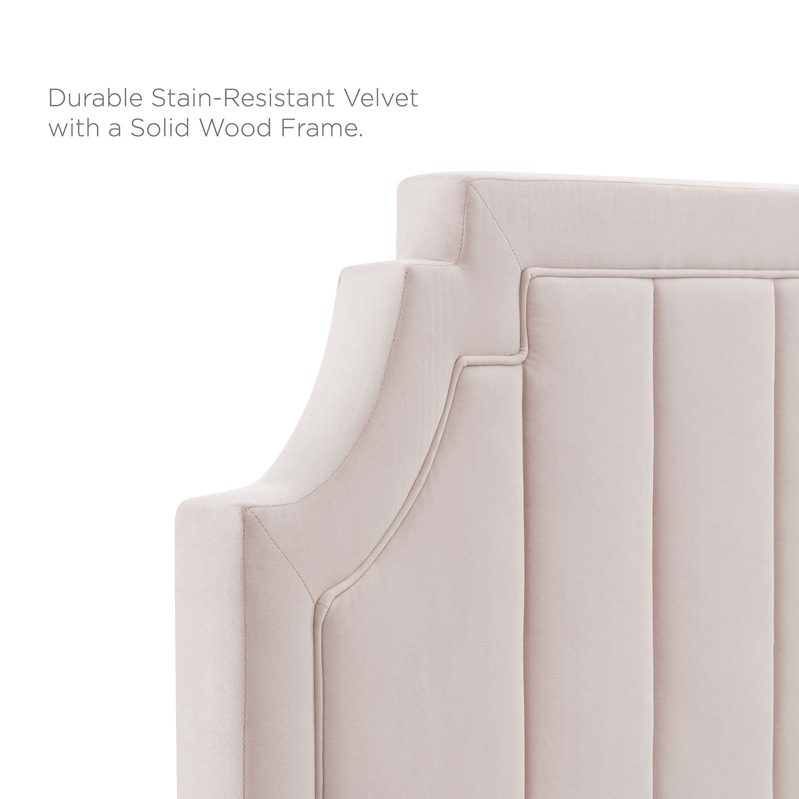 Modway Alyona Channel Tufted Performance Velvet Twin Headboard in Pink