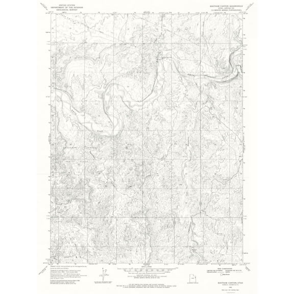 Topographical Map - Southam Canyon Utah Quad - USGS 1968 - 23 x 30.66 - Vintage Wall Art