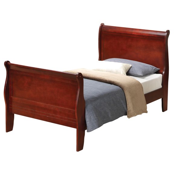 Passion Furniture Louis Philippe Cherry Twin Sleigh Bed with Headboard and Footboard