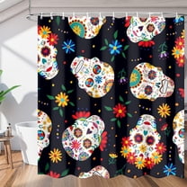Day of The Dead Mexican Sugar Skull Shower Curtain Fabric Shower Curtain Set with 12 Hooks Waterproof 72 * 72 Inches for Bathroom Beach Caravan Hotel