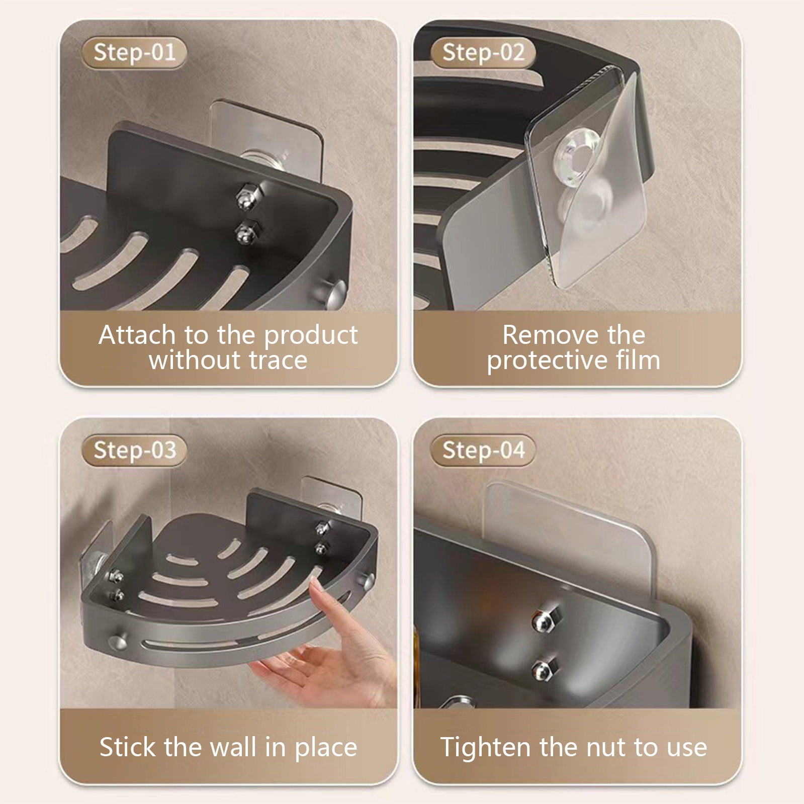 Specollect Clearance 3Pcs Triangular Corner Shower Caddy Suction Cup Shower Shelf Corner No Drilling Bathroom Shower Organizer Storage Rack Adhesive with Towel Bar