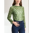 thumbnail image 6 of MODA NOVA Juniors Crochet Lace See Through Floral Ruffle Neck Blouse Green-1 M, 6 of 7