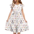 thumbnail image 2 of Robe d'Été pour Enfants à Manches Plissées à Double Couche Imprimée pour 5-14 Ans, 2 of 7