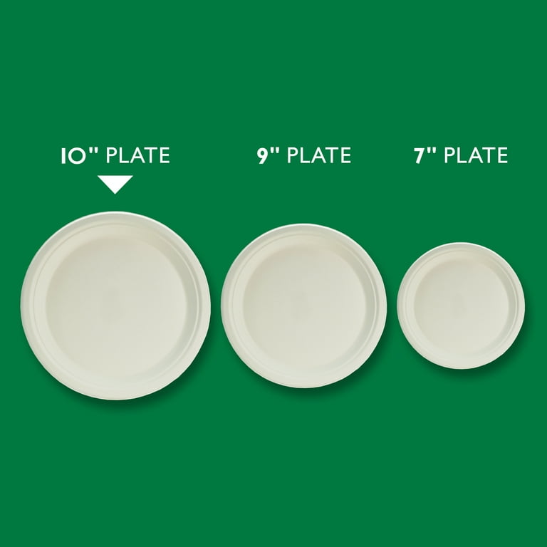 Plant-Based Pearl White Compostable Plates, 9 Inch Round
