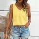 thumbnail image 3 of Karight Women's Summer Sleeveless Tanks Gym V Neck Shirts Casual Loose Fit Going Out Tank Tops Pleated Curve Hem Blouses, 3 of 7