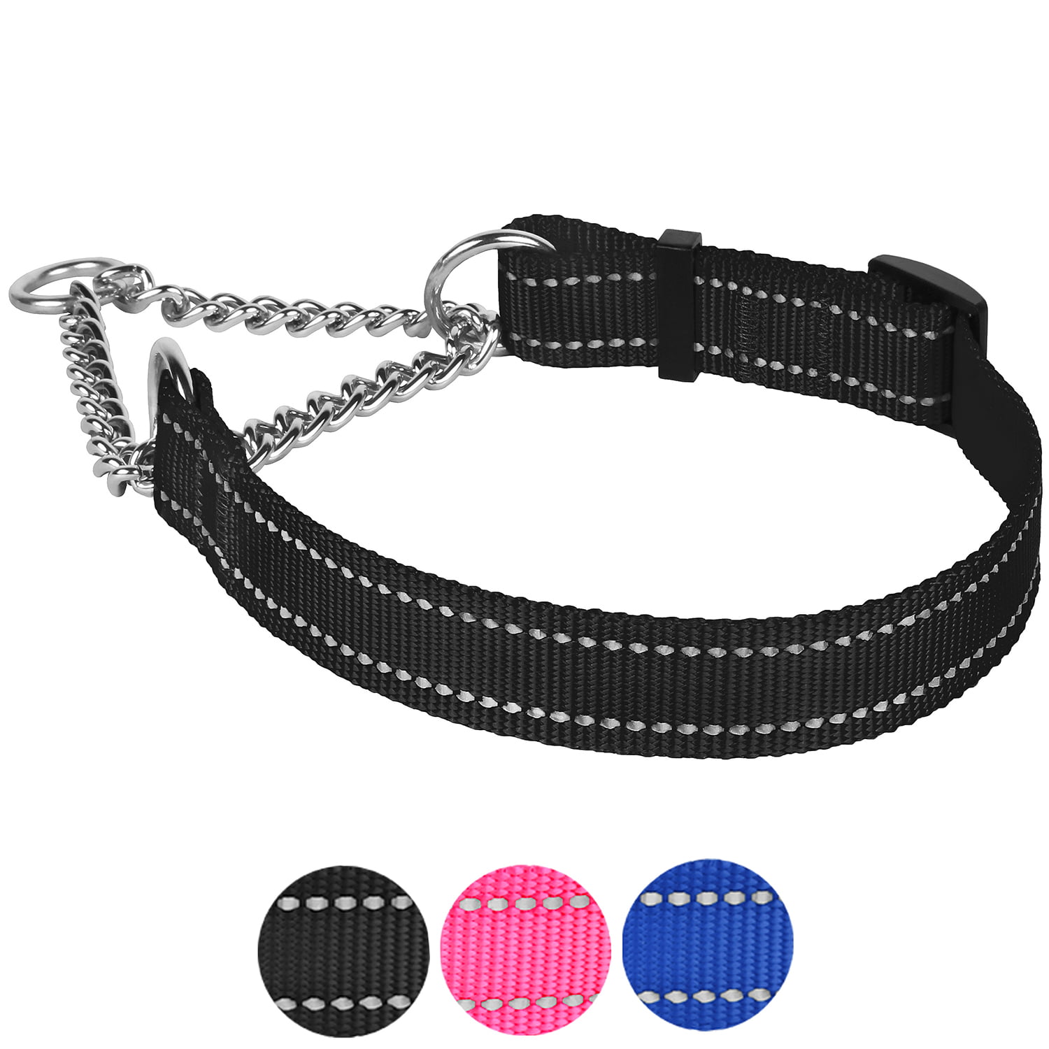 NEW Black Nylon Round Braided Dog Choke Collar 23" Large 