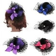 thumbnail image 4 of Eosunjian Lady Mini Top Hat Cap Bowknot Decor Lace Fascinator Hair Clip Costume Accessory, 4 of 7
