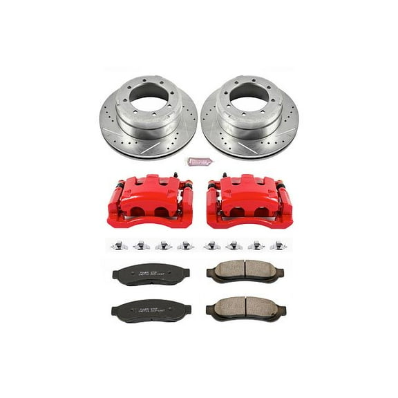 PowerStop Rear Z23 Evolution Sport Brake Pad and Rotor Kit with Red Powder Coated Calipers Fits: FORD Select Models KC4593