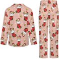 thumbnail image 5 of Top-kevin Pajama Sets for Womens Cinnamon Rolls Leaves Loose Button Down Long Sleeve Shirts And Pants Set, 5 of 12