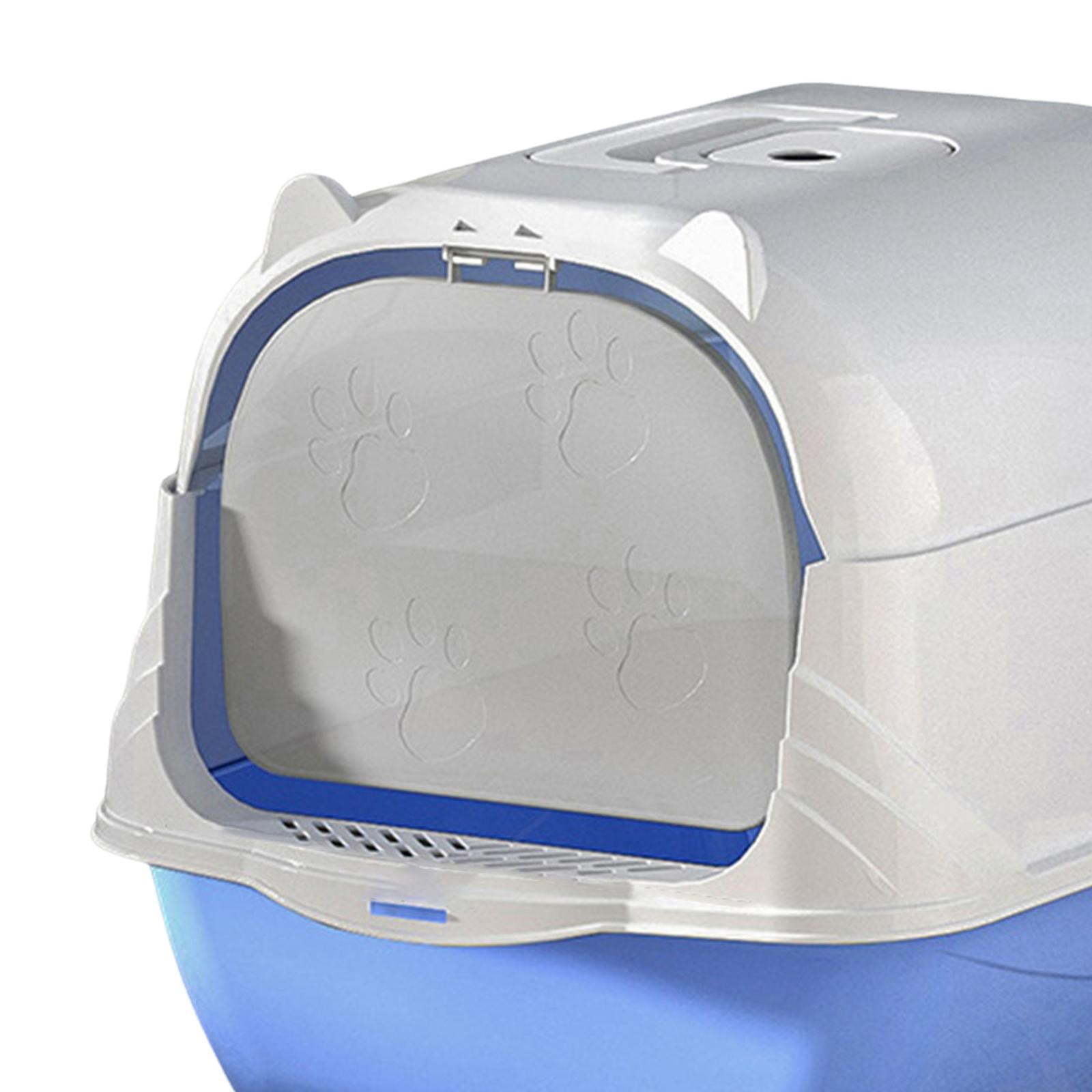 Fully Enclosed Cat Toilet Hooded Cat Litter Box with Handle Durable with Front Door Flap Heavy Duty Pet Supplies Pet Litter Box Kitten Potty Blue