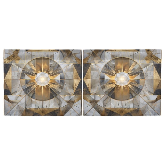 Haosy 2 Panels Rod Pocket Tier Curtains 27 x 24 Light Filtering Privacy Semi Sheer for Kitchen Bathroom, Abstract Crystal Geometric