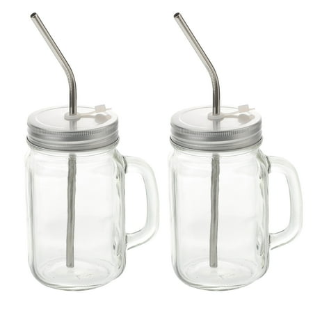 

2 Sets Glass Sealed Cups Juice Bottles Creative Juice Containers with Handle
