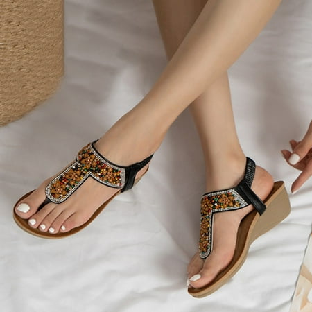 

Vedolay Sandals Women Women s Walking Slippers with Arch Support Anti-Slip Casual Comfortable Wedge Sandals Black 7