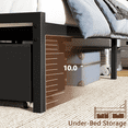 thumbnail image 4 of Satifur Full Size Upholstered Headboard Metal Bed Frame with LED Lights, 2 Drawers, Charging Station, Black leather, 4 of 9