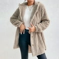 thumbnail image 5 of Usmixi Winter Womens Sweater Coat Plush Coat for Women Loose Casual Solid Button up Cardigan Hooded Outwear Long Sleeve Cozy Fuzzy Fluffy Overcoat 2023 Sweater Coat, 5 of 6