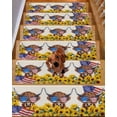 thumbnail image 2 of Independence Day Stair Treads Non Slip for Steps U.S. Flag Themed Farm Cow Sunflower Linen Texture 10 Pcs Reusable Adhesive Stair Runner Mats for Dogs Elders Carpet Treads Rugs for Staircase 8x30 In, 2 of 7