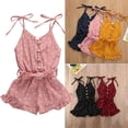thumbnail image 1 of 1-6 Ans Barboteuse Bébé Fille Imprimé Cœur Combinaison Été Vêtements, 1 of 5