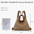 thumbnail image 3 of LHSHID Women Backpack Canvas Shoulder Bag Casual Daypacks Handbag Large Capacity Top Handle Bag Multifunction Tote Bag for Travel Shopping Work Daily Khaki, 3 of 6