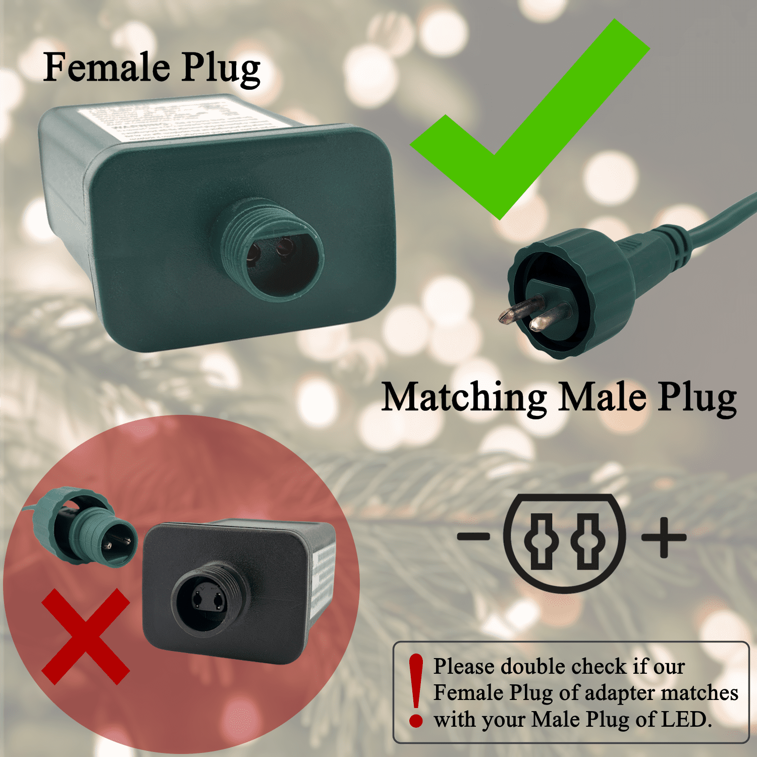 29V 0.621A Power Supply Class 2 LED Transformer LED Raintight IP44 US Plug Adapter, Seasonal-Use LED Driver for LED String Light, Holiday Lighting, Christmas X-Mas Tree TS-18WL29V - Right Positive