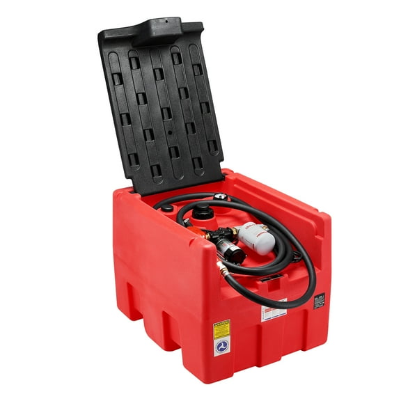 KFFKFF Mobile Fuel Container, 48 Gal Capacity, 10.6GPM, Includes 12V Electric Pump, 13.1ft Hose & Automatic Nozzle, Red, for Smooth Diesel & Gasoline Transfer