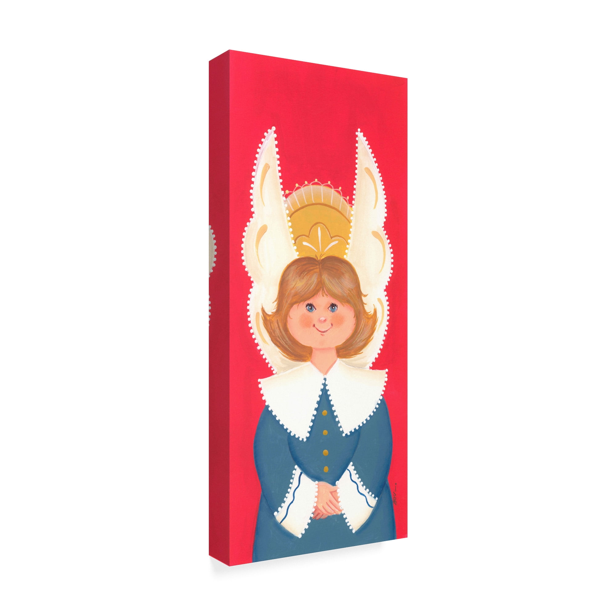 Trademark Fine Art 'Blue Angel On Red' Canvas Art by Beverly Johnston